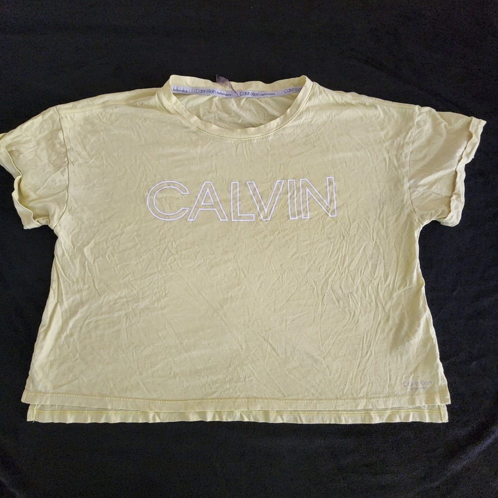 Calvin Klein Performance Lime Green Short Sleeve Cropped T-Shirt Women's M